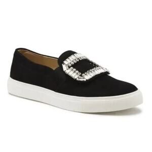 Karl Lagerfeld Ermine Jeweled Sneakers 7.5 Black Flats Glam Classic Prep